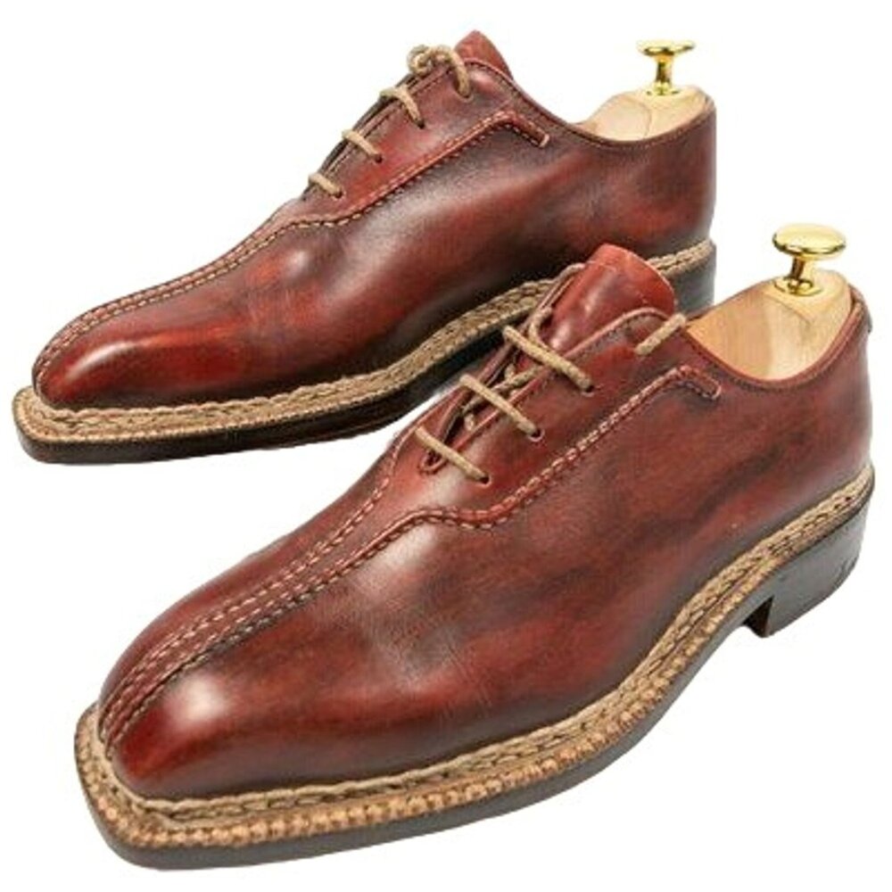 Bettanin & Venturi Italy Mens 7 Brown Norvegese Double Split Oxfords Dress Shoes - Picture 5 of 10
